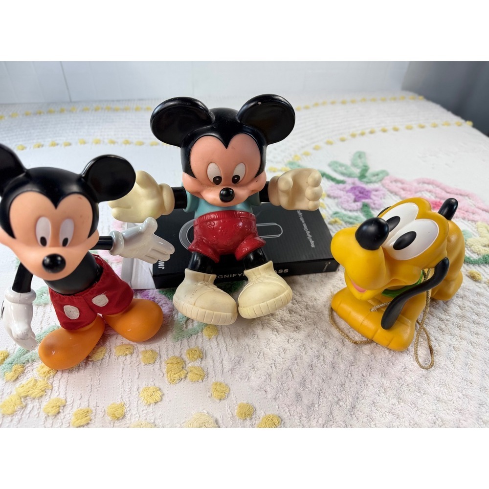 Vintage Disney Applause Mickey Mouse Pluto PVC Figures Set of 3 Retro Collec‎
